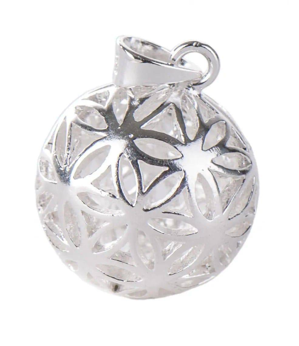 Blume des Lebens Kugel-Anhänger 925 Sterling Silber, Ø ca. 17 mm - Ritualmanufaktur.de