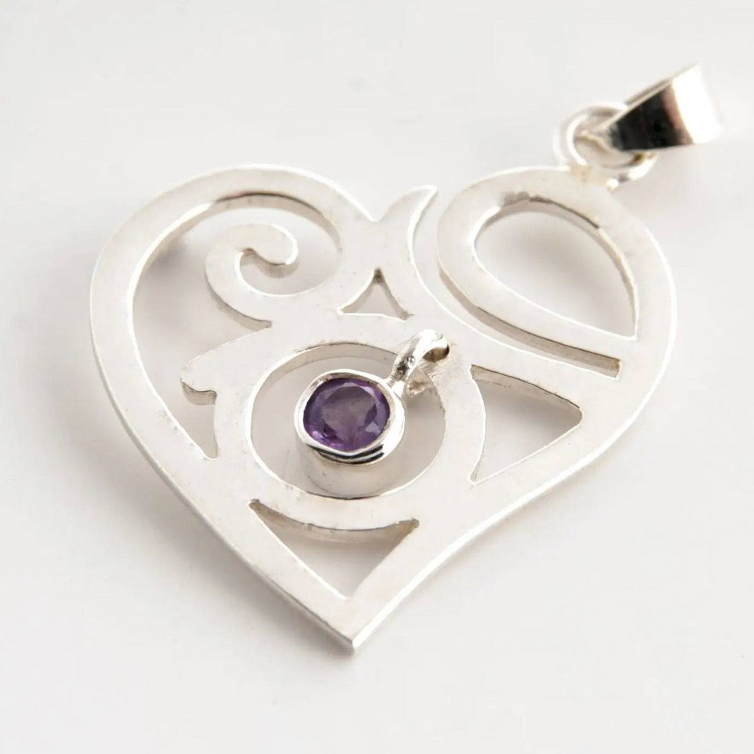 Spirituelle Liebe Anhänger mit Amethyst Stein aus 925 Sterling Silber - Ritualmanufaktur.de