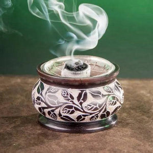 Netzgefäß Blätterrauke, handgraviert, Hitzefest - Ritualmanufaktur.de