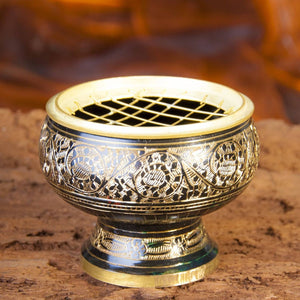 Netzräuchergefäß schwarz / gold Ø ca. 6 cm, klein - Ritualmanufaktur.de