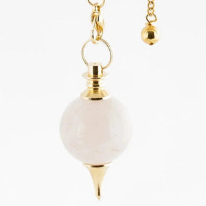 Pendel, Messing mit Rosenquarzkugel - Ritualmanufaktur.de