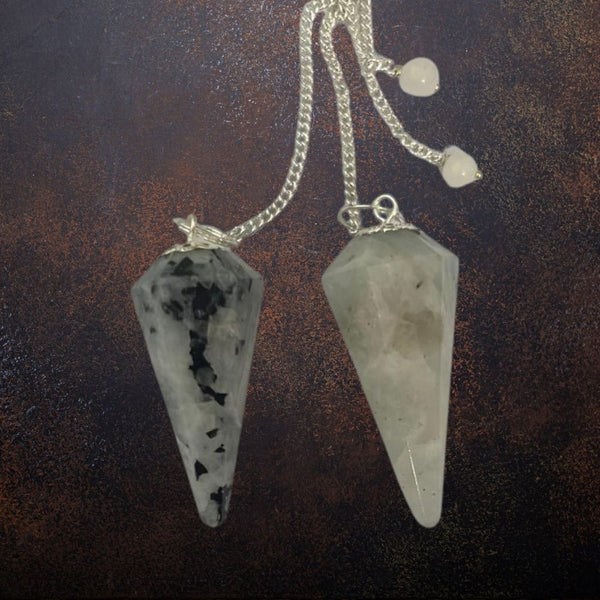 Regenbogenmondstein Sechskantpendel Weissagung - Ritualmanufaktur.de