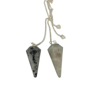 Regenbogenmondstein Sechskantpendel Weissagung - Ritualmanufaktur.de