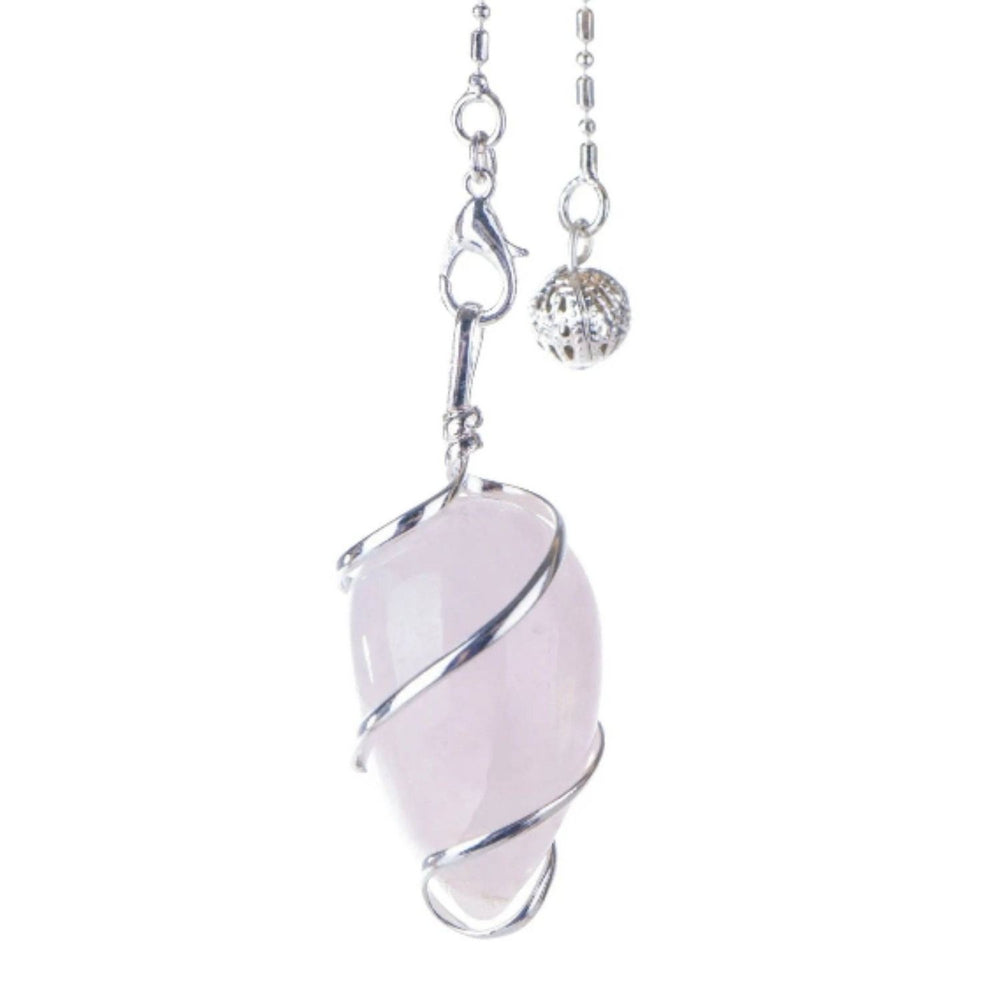 Rosenquarz versilbertes Spiral Pendel Herzkraft - Ritualmanufaktur.de