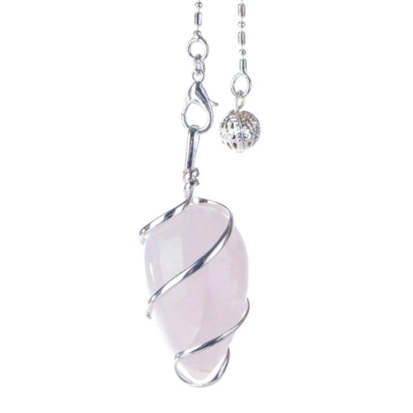 Rosenquarz versilbertes Spiral Pendel Herzkraft - Ritualmanufaktur.de