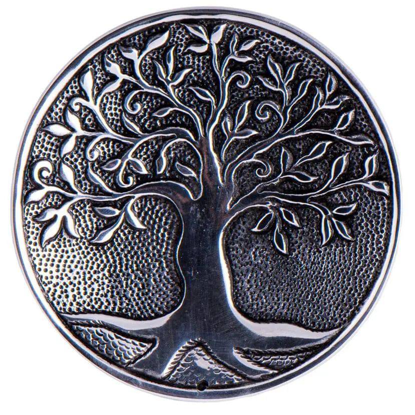 Stäbchenhalter silver Yggdrasil rund - Ritualmanufaktur.de