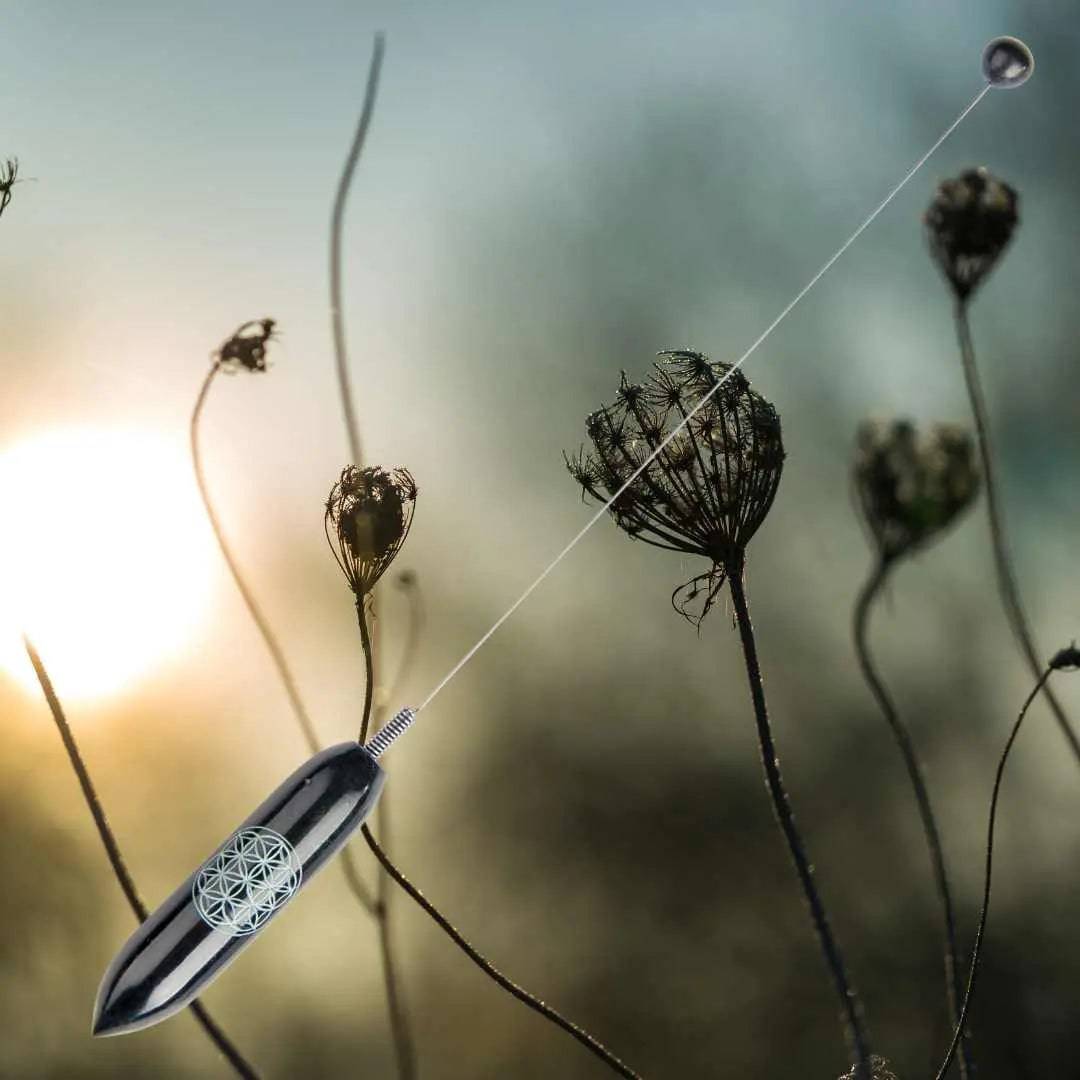 Tensor aus schwarzem Speckstein Blume des Lebens ca. 29,5 cm - Ritualmanufaktur.de