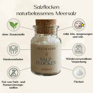 Vorteile Salzflocken, naturbelassenes Meersalz, zum Salzen von Speisen und Ritualkakao, Ritualmanufaktur, Glut & Korn