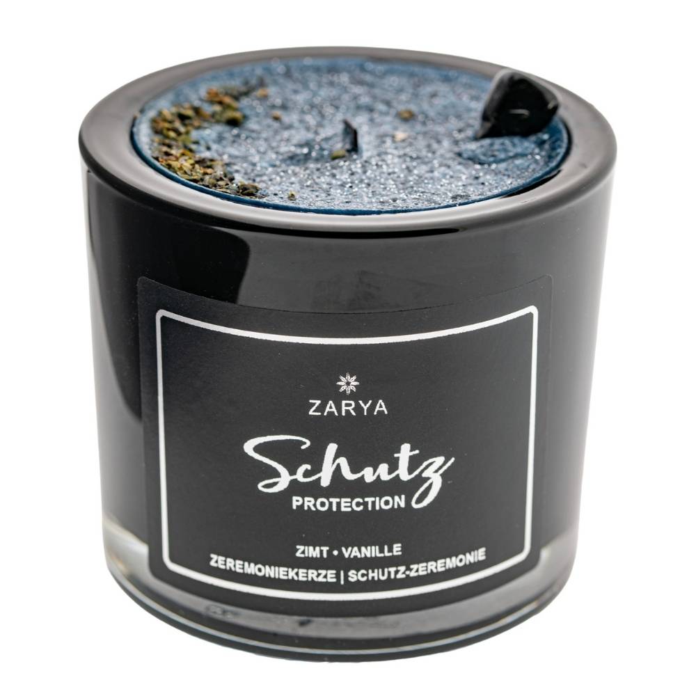 Schutzkerze Zimt, Vanille Turmalin - Ritualmanufaktur.de