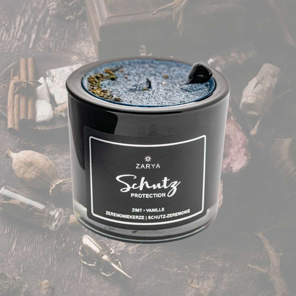 Schutzkerze Zimt, Vanille Turmalin - Ritualmanufaktur.de