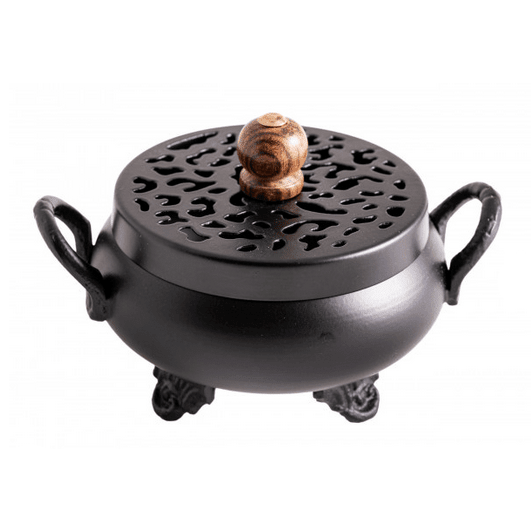 Smoke modernes schwarzes Räuchergefäß mit Deckel - Ritualmanufaktur.de