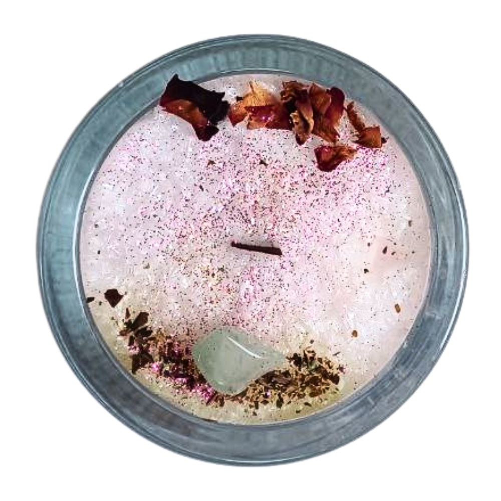 Transformationskerze Herzöffner Kakao & Aventurin - Ritualmanufaktur.de