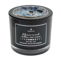 Transformationskerze Neumond Veilchen, Lilie & Hämatit - Ritualmanufaktur.de