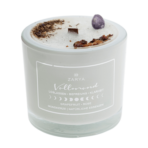Transformationskerze Vollmond I Rose & Amethyst - Ritualmanufaktur.de
