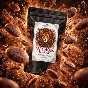 WildKiss Criollo Rohkakao Drops aus Peru – reine Kakaomasse in praktischer, leicht portionierbarer Form.