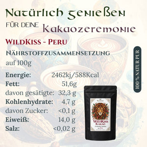 Nährstoffe pro 100g von Rohkakao Zeremoniekakao Wildkiss
