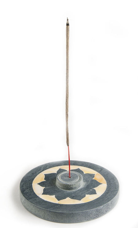 Lotus mit Perlmutteinlage - Specksteinhalter 10 cm Berk