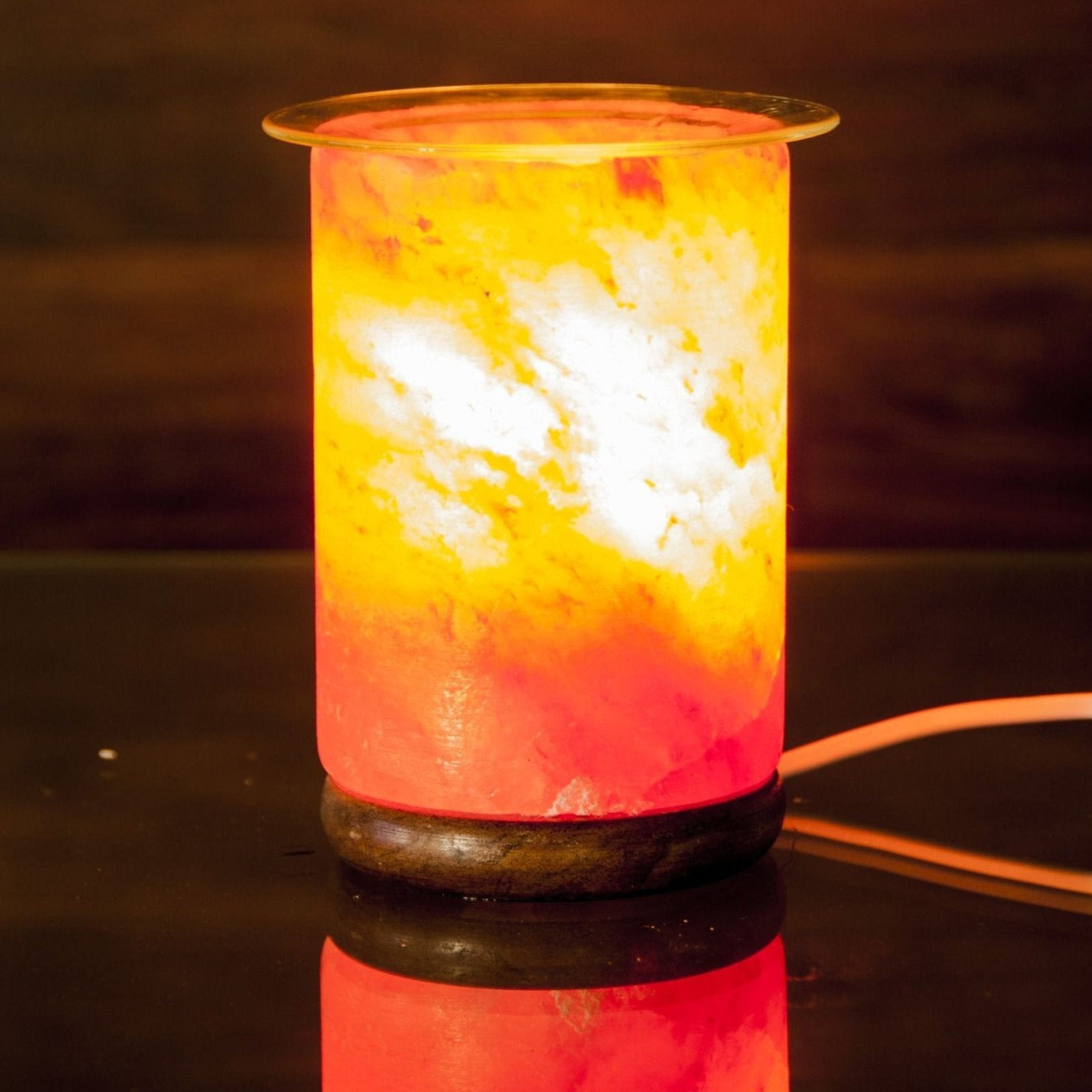 Salzkristall Aromalampe, elektrisch mit Glasplatt - Ritualmanufaktur.de