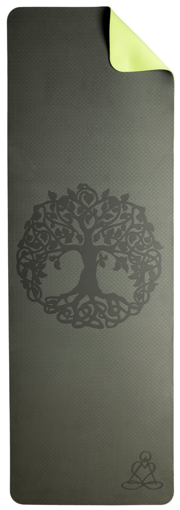 Yogamatte TPE ecofriendly - dunkelgrün/ hellgrün mit Baum des Lebens - Ritualmanufaktur.de