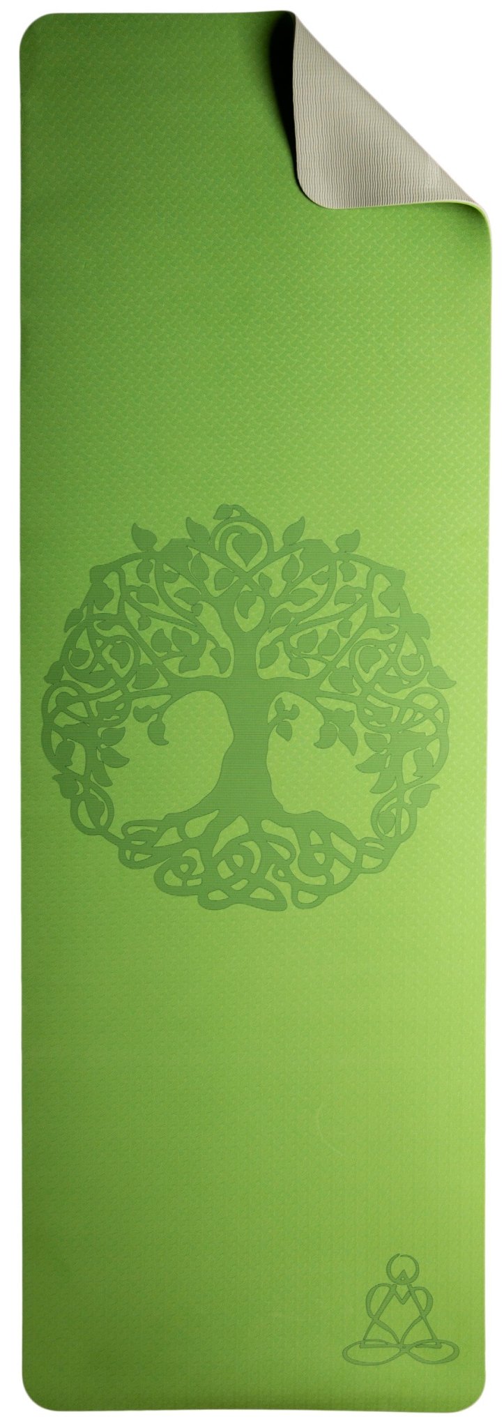 Yogamatte TPE ecofriendly - hellgrün / grau mit Baum des Lebens - Ritualmanufaktur.de