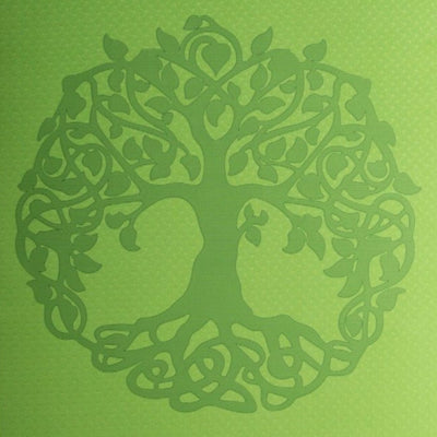 Yogamatte TPE ecofriendly - hellgrün / grau mit Baum des Lebens - Ritualmanufaktur.de